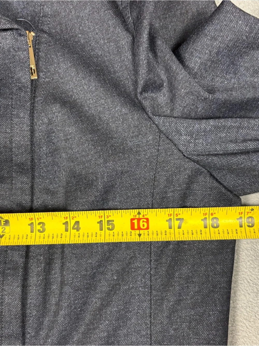 Tommy Hilfiger Womens Size 12 Asymmetrical Zip Blazer Dark Charcoal Gray Stretch